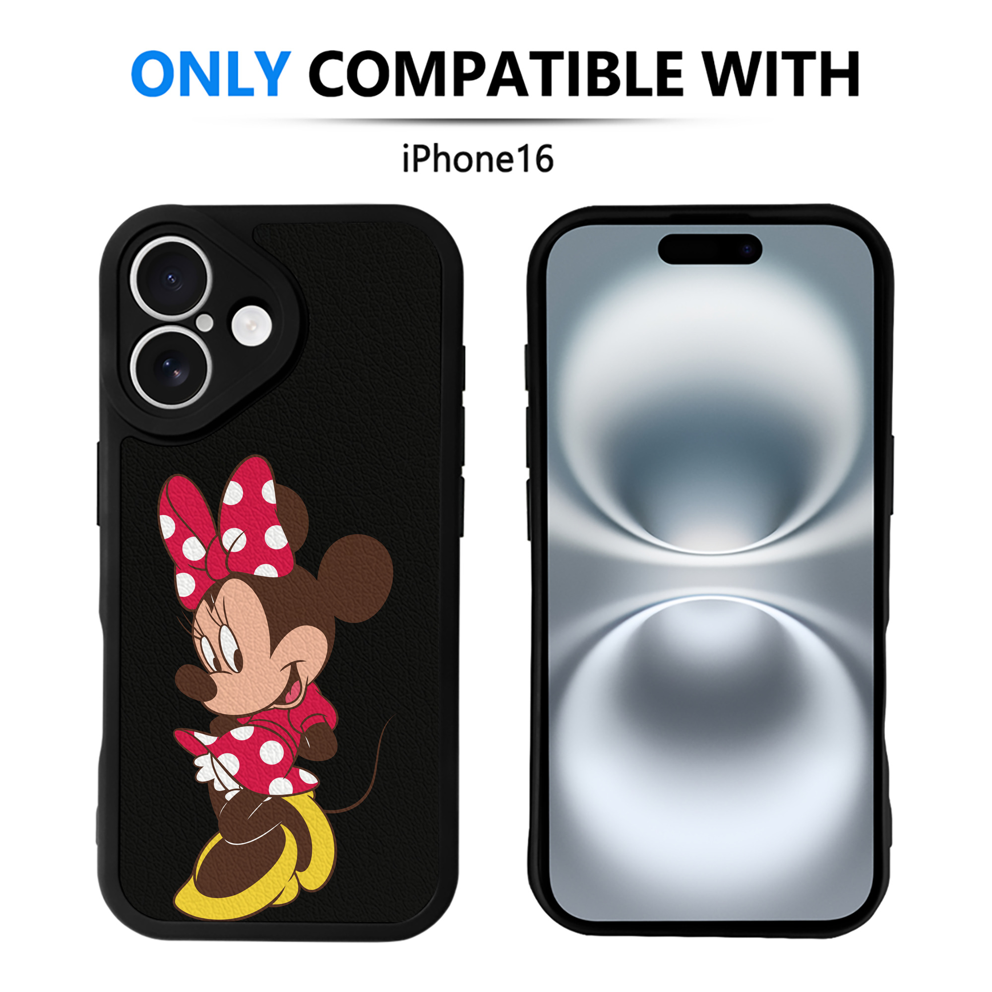 （画像用） ミッキーマウス Mickey Mouse 【iPhone 16シリーズ対応】シリコンスマホケース（レザー調） 材質：シリコン